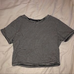 Black and white striped crop top